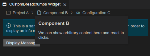 A screenshot of custom breadcrumbs with a popup in Theia
